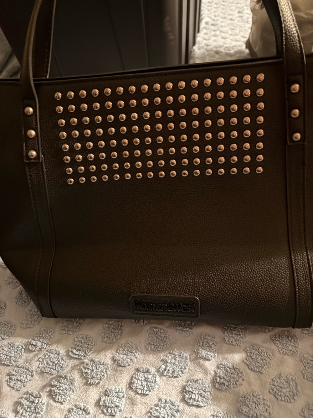 Montana West Black Studded Tote Bag